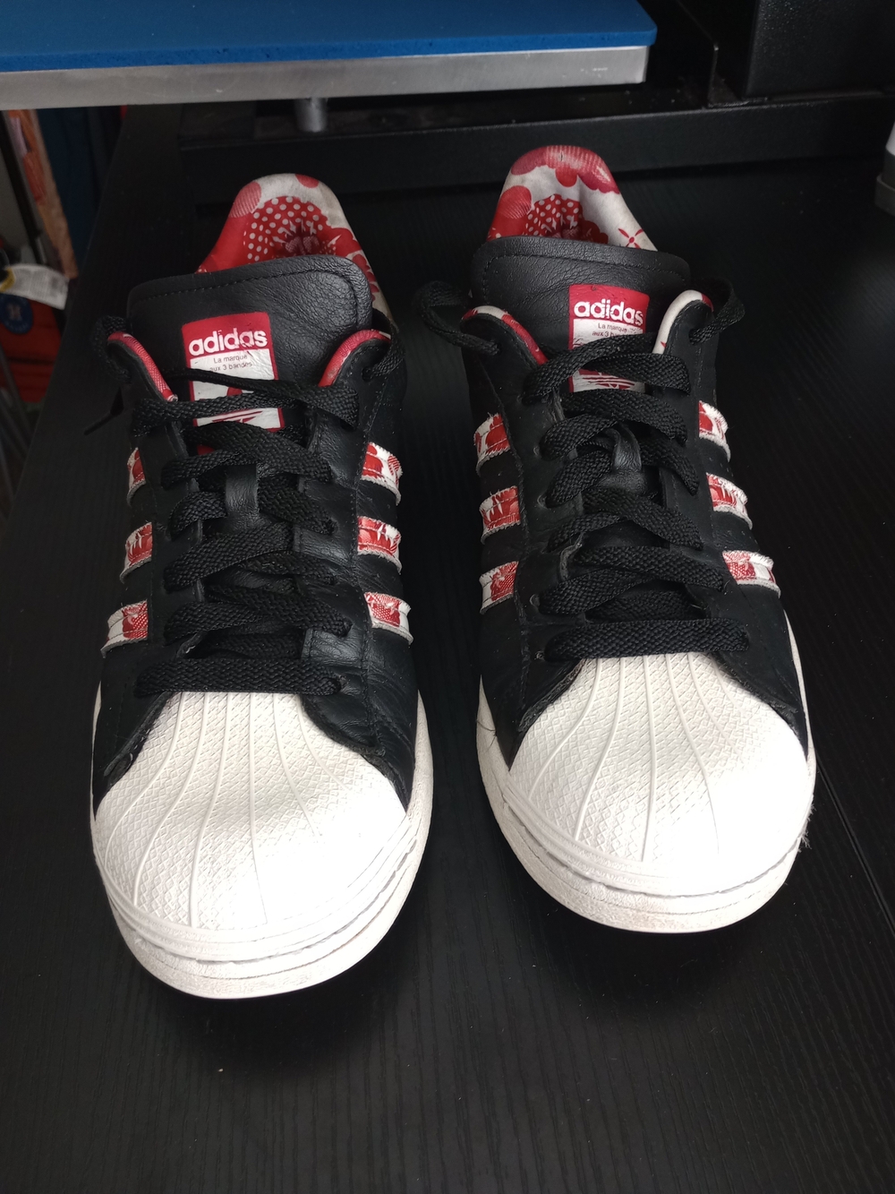 Chinese New Year Adidas Black & White Shell-Toe Sneakers with Red Accents